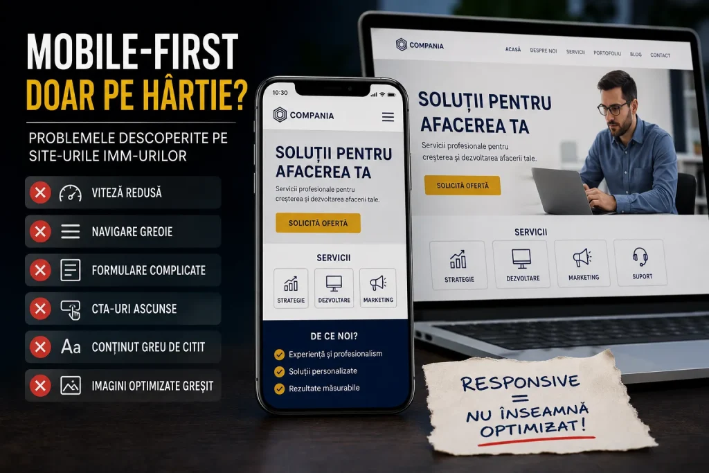 Mobile-first pentru IMM-uri: problemele site-urilor care pierd clienți mobile first pentru IMM uri